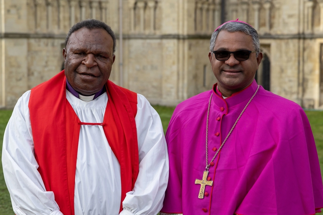 IARCCUM bishops from Papua New Guinea, Rt Rev Nathan Ingen, bishop of Aipo Rongo & Primate, and Most Rev Rozario Menezes, SMM, bishop of Lae. Bishop pairs from 27 countries were commissioned by Pope Francis and Archbishop of Canterbury Justin Welby at the Basilica of St Paul Outside the Walls